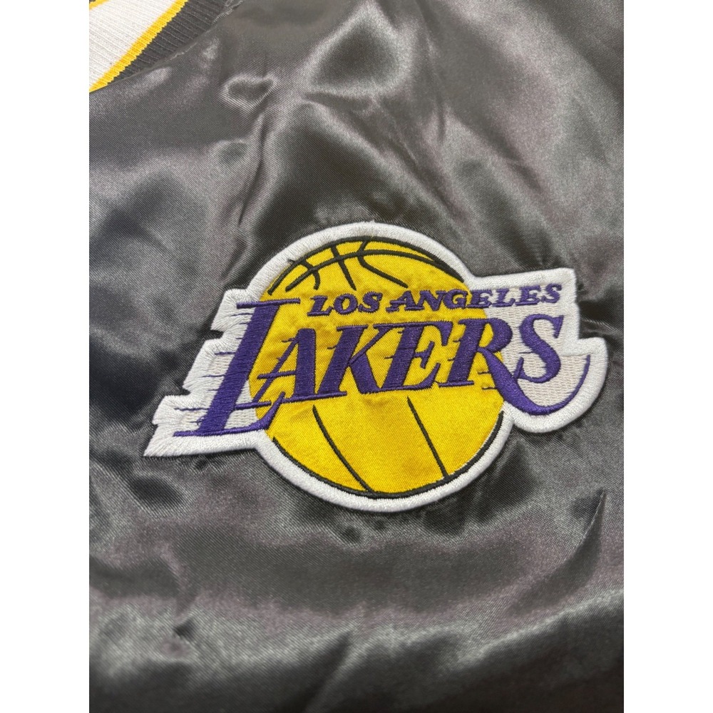 Los Angeles Lakers Satin Bomber Jacket NBA Men's Size 3XL Black Yellow - Picture 5 of 8